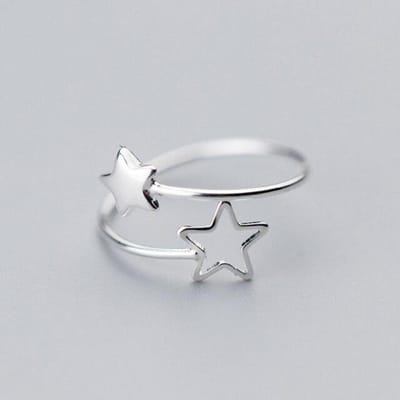Bague ajustable en argent sterling 925 véritable, étoile, pour femme, tendance, minimaliste, bijoux fins, accessoires mignons, cadeau Resizable white