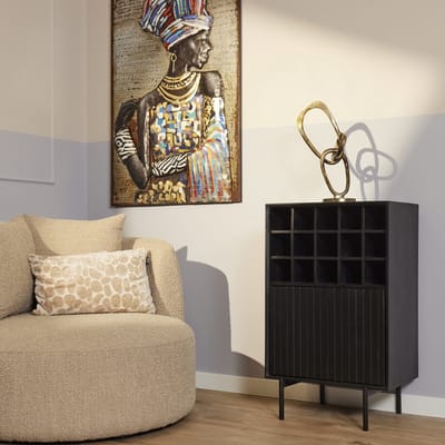 Starfurn - Wijnkast Madison - Zwart - 35x55x90 cm
