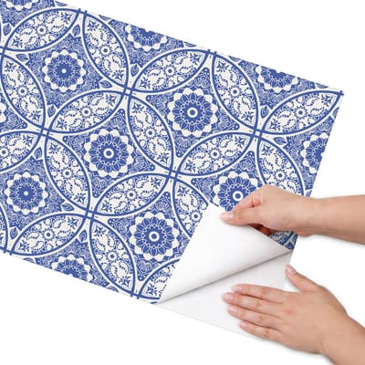 Coloray Meubel Wrap Folie - Blauw Meubelfolie - 50x100 cm - Plakfolie Meubels Siertegels - Decoratiefolie Zelfklevend - Geometrische Meubelfolie - Meubelfolie Zelfklevend - Badkamer decoratie - Achtergronden en patronen