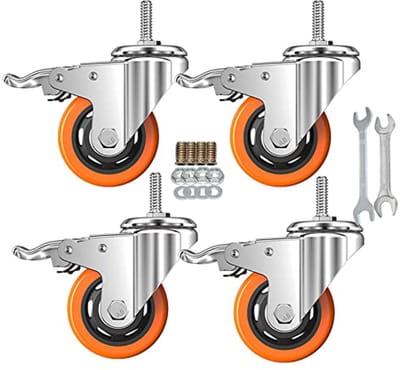 Zwenkwielen met Rem Heavy Duty - 8mm Diameter, 1 Inch Lengte - Duurzaam en Multifunctioneel voor Thuis en Kantoor