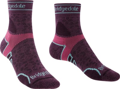 Bridgedale TR Lightweight T2 3/4 Crew Trailrunning Sokken Dames (Maat - S, Kleur - Charcoal/Purple)
