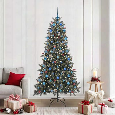 vidaXL - Kunstkerstboom - met - 300 - LED - Groen - 210 - cm - PVC - en - Plastic - en - Staal