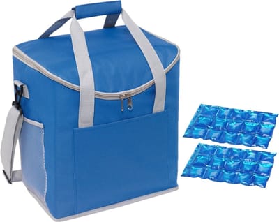 Grote koeltas blauw met 2 stuks flexibele koelelementen 27 liter