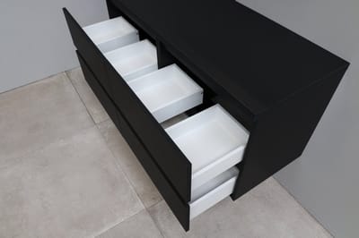 Basic Bella Badkamermeubelset - 120x55x46cm - 2 wasbakken - Acryl - Wit - 0 kraangaten - Zonder spiegel - Melamine Zwart mat