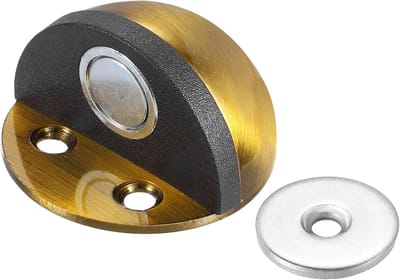 No Drilling Magnet Door Stop - Domed Floor Mounting - Self Adhesive Wall Protector - Catching Door Holder voor Thuis en Kantoor - Geel Brons