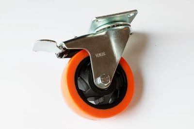 Zwenkwiel PVC met rem 100 mm dubbelgelagerd