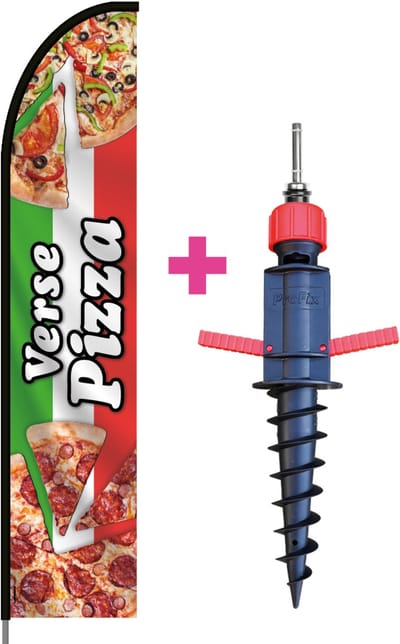 Beachflag - Pizza #3 - Vlag + Grondboor + Rotator + Hengelsysteem + Draagtas - Actievlag.nl
