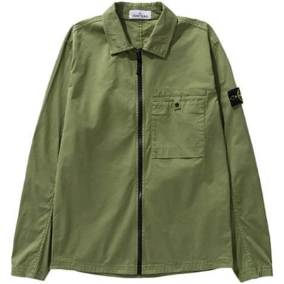 Stone Island AS22 Veste Longue à Col Polo Monocolore avec Poche Unique et Logo Brodé Veste Homme Vert Militaire 761512619-V0058 XXL gray