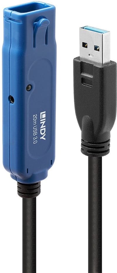 LINDY USB-kabel USB 3.2 Gen1 (USB 3.0 / USB 3.1 Gen1) USB-A stekker, USB-A bus 20 m Zwart 43361