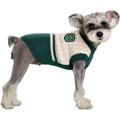 Pull pour chien et chat, style universitaire, vêtements d'hiver pour animaux de compagnie, pour petits et moyens chiens, gilet tricoté pour chiots, bouledogue, chihuahua, pull chaud S