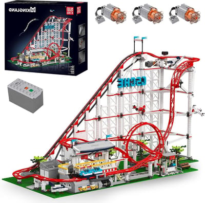 Achtbaan Bouwset - Pretpark Model - Creatief Bouwen - 3646 Onderdelen - 56 cm Hoog - Rood