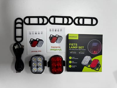 VividGear USB oplaadbare fietsverlichting - LED fietslamp set - IPX65