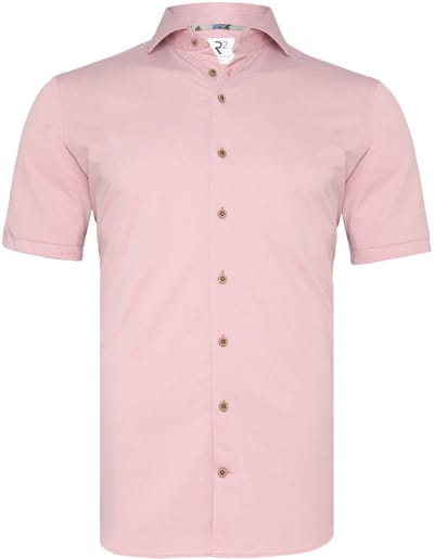 R2 Japanese Knitted Short Sleeve Overhemd Roze - Maat 3XL - Heren - Overhemden Formeel