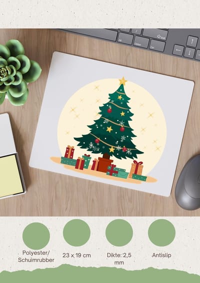 Akyol - kerst kerstboom Muismat - Kerstmis - kerst beker - winter - kerst - christmas - kerst cadeau - 23 bij 19 cm