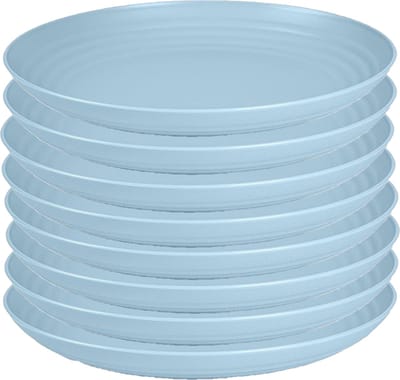 PlasticForte Rond bord/camping bord - 8x - D22 cm - ijsblauw - kunststof