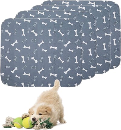 Hernieuwbare Training Pads voor Honden - 4 Stuks - Waterdichte en Hygiënische Plaspads - Ideaal voor Puppy Training, Reis en In de Gooi Box - 60x45cm - Grijs - Maat S
