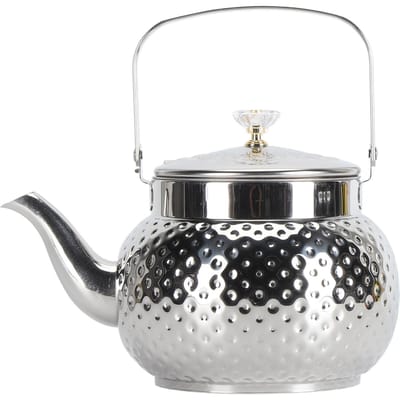 Roestvrijstalen theepot met verwijderbaar filter metalen theeketel koffietafel serveerpot voor thuis 2L Dotted