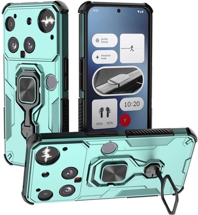 MobyDefend Hoesje - Geschikt voor Nothing Phone (3) - Dubbelgelaagde Pantsercase Met Standaard - Turquoise