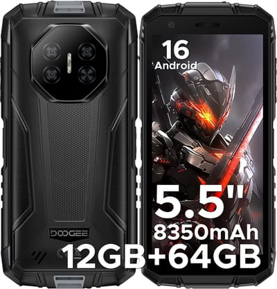 DOOGEE Fire 3 4G - Outdoor Phone - Robuuste Smartphone - 12GB RAM+ 64GB ROM/2TB TF - Android 16 - 8350mAh- 5,5-inch IPS HD+ - 13MP AI-camera - Widevine L1 - Face ID - NFC - IP68 - Grijs