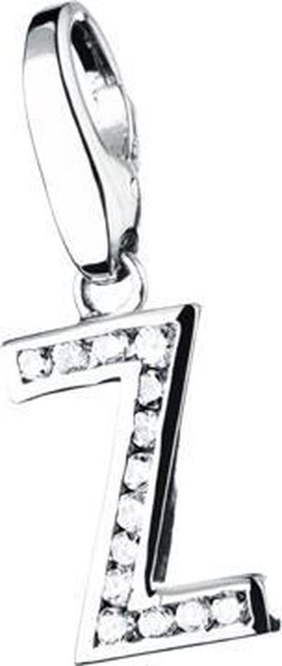 Giorgio Martello gerhodineerd sterling zilver charm, bedel, hanger letter * Z * met zirkonia, Giorgio Martello charms passen door de karabijnsluiting op alle andere merken o.a. SilberDream, Zinzi, Thomas Sabo en Ti Sento