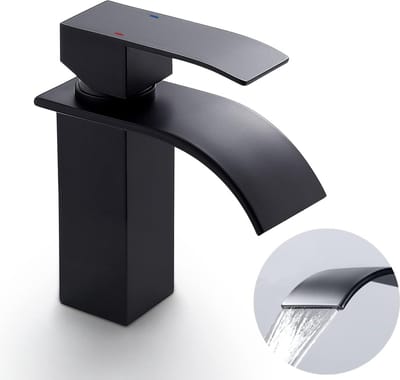 CECIPA MAX Wastafelkraan Zwart - Badkamerkraan - Mengkraan Wastafel Kraan - Watervalkraan - Warm en Koud - Opbouw - badkamer kraan - Waterbesparend - Zwart