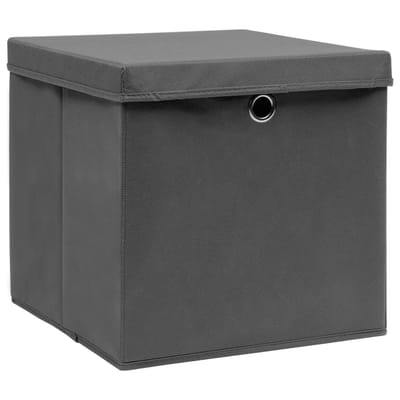 vidaXL - Opbergboxen - met - deksel - 4 - st - 28x28x28 - cm - zwart
