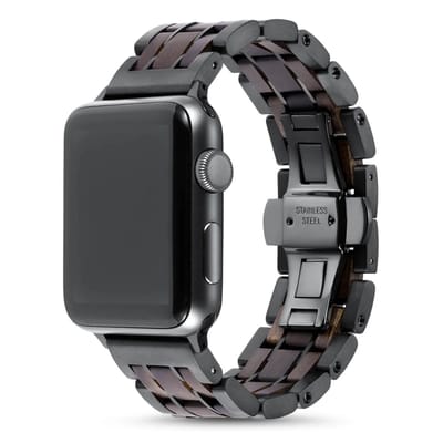 Apple Watch-bandje - walnotenhout en staal 38-41 mm