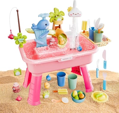 Watertafel Kinderen - Speelgootsteen Activiteitentafel - Buiten Spelen - 4-in-1 Ontwerp - 54x29x53 cm - Wit