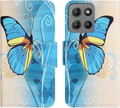Coverup Hoesje - Geschikt voor Motorola Moto G15 / G17 (Power) Hoesje - Coverup Book Case - Blauwe Vlinder