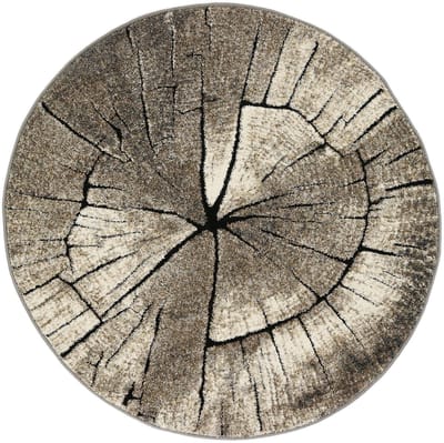 Boomstam Design Vloerkleed - Ibiza 605-95 Earth - Beige-Grijs-Ø 120 cm