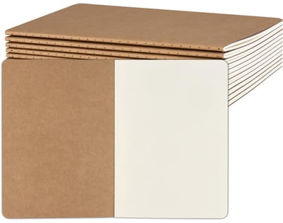 Allecto - Notitieboek A5 - Set van 12 Notitieblokken - Hoogwaardig Papier - Kraft - Perfect voor Schrijven en Tekenen - Ideaal voor Studenten en Cr...