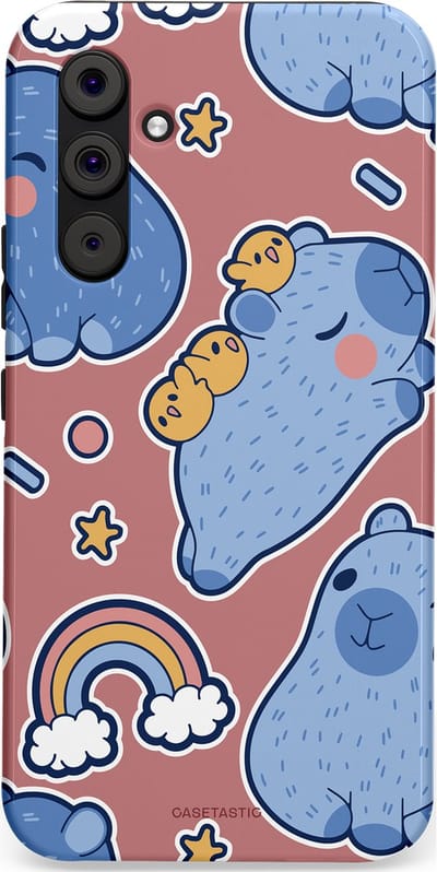Casetastic Hoesje Geschikt voor Samsung A54 (5G) - Stijlvolle Beschermende Duo-layer Case - Capibara knuffelvriend