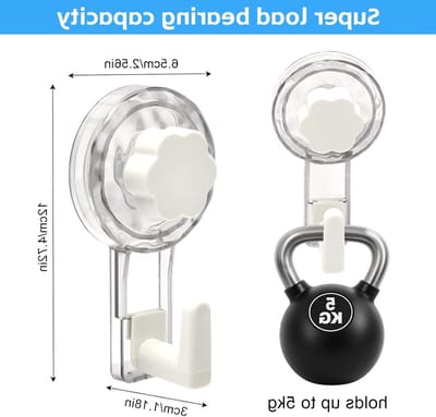 Set van 2 Zuignappen van 65 mm, Sterke Zuignap Haken voor Handdoeken, Herbruikbaar en Transparant voor Badkamer, Keuken en Tegels