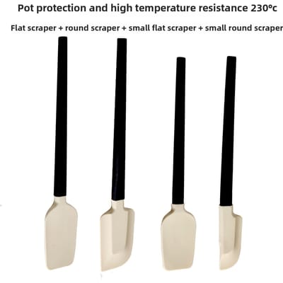 4 stuks/set Houten handvat siliconen schraper Hoge temperatuur bestendig Bakken Room Taart spatel Siliconen houten handvat schraper set 4pcs black