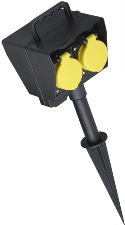 2-voudig Tuinstopcontact met Grondpen - Waterdicht Buitenstopcontact 2x 230V