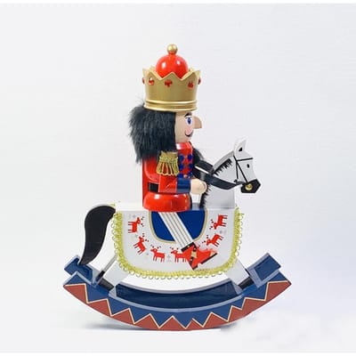 30CM Cheval à bascule Casse-Noisette Soldat Marionnette Artisanat en bois Casse-Noisette Cheval à monter Jouet Ornement Cadeau de Noël Décoration