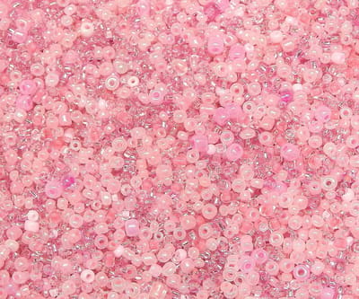 Kralen, 2 mm, 3 mm, 4 mm, rond, ponykralen, gemengde grootte, kleur mix, zaadkralen (roze)