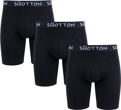 3-Pack SQOTTON® boxershort - extra lange pijp - Zwart - Maat M