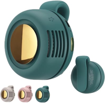 Draagbare stille mini-ventilator zonder bladen - Clip-On Ventilator -Mini Ventilator - Zomer Clip - 3 Standen - Bladloze ventilator -ventilator met drie snelheden - Oplaadbare USB Ventilator - USB Oplaadbare Stille - Donkergroen