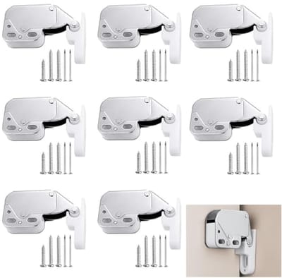 Mini Veervergrendeling voor Deuren en Ramen - 8 Stuks Automatische Klink Catch Latch