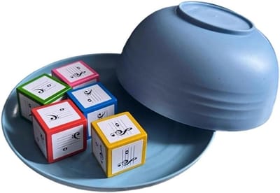Muzieknoten Dobbelstenen - Muziektheorie Hulpmiddel - Piano Leren - Interactief Muziekonderwijs - 2.5 cm Dobbelstenen - Houtkleur