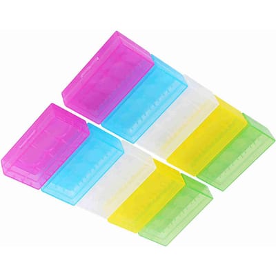 Boîte de rangement multifonctionnelle en plastique transparent, 5 couleurs, pour piles 18650 et 18350, 10 pièces purple