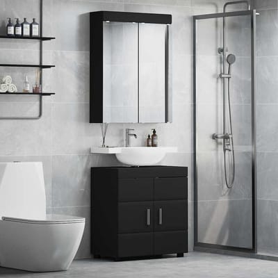 vidaXL - Badkamermeubel - Set - TULUM - 2 - st - Zwart - 60 - x - 34 - x - 63 - cm