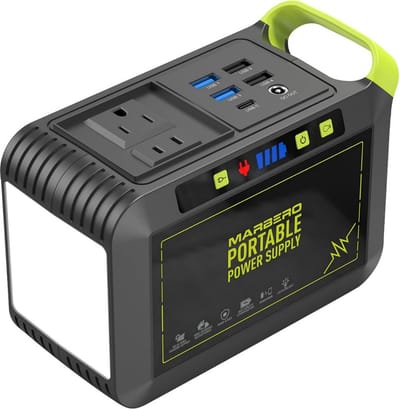 VIN® Stroomgenerator - Externe Oplader Powerbank – Powerstation met Zaklamp – Generator 80W – Gelijktijdig Opladen – met SOS-Modus – Groen-Zwart