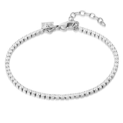 Twice As Nice Armband in edelstaal, tennis armband, zirkonia 2 mm 16cm+3cm