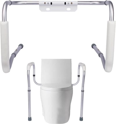 Toiletbeugel - Veiligheidsrail Badkamer - Veilig Zitten Opstaan - Verstelbaar Zonder Boren - 55-64 cm Breed - Wit