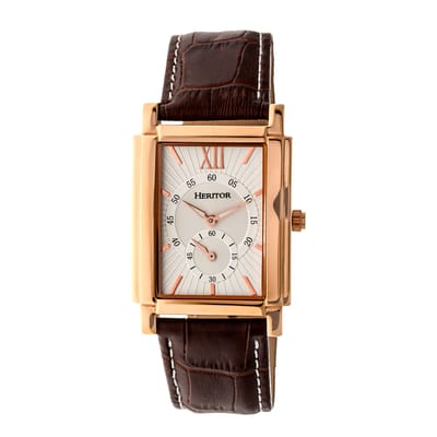 Heritor Automatic Frederick horloge met leren band - roségoud/zilver