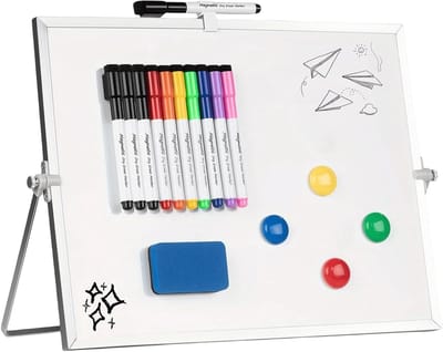 Dubbelzijdig Magnetisch Whiteboard 30 x 40 cm - Inclusief 10 Stiften, 4 Magneten en Spons, Ideaal voor Thuis, School en Kantoor