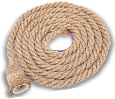 Vintage Dikke Jute Touw Industrieel Plafondlamp met E27 Fitting voor Woonkamer, Restaurant en Bar - 300 cm Kabel voor Themafeesten en Hal