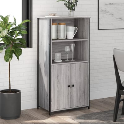 vidaXL - Hoge - kast - 62x36x121,5 - cm - bewerkt - hout - grijs - sonoma